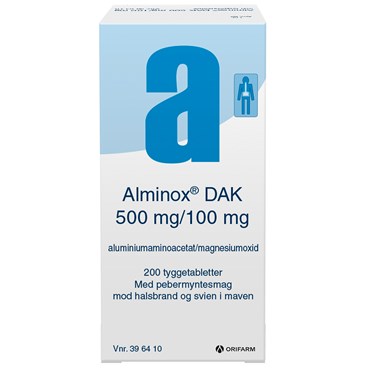 Billede af Alminox &quot;DAK&quot; 500 mg + 100 mg 200 stk Tyggetabletter