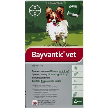 Bayvantic Vet., max 4 kg 500 + 100/ml 1,6ml | Apopro.dk